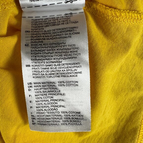 Adidas Tee Shirt Boys Large Yellow Cotton Short Sleeve Logo Crew Neck - Picture 5 of 7